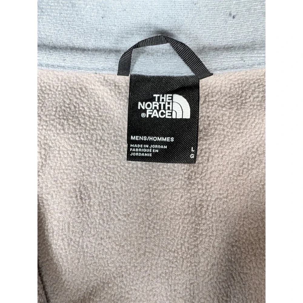 The North Face Mens Gray Heathered Quarter Zip Fleece Pullover Chest Pocket L